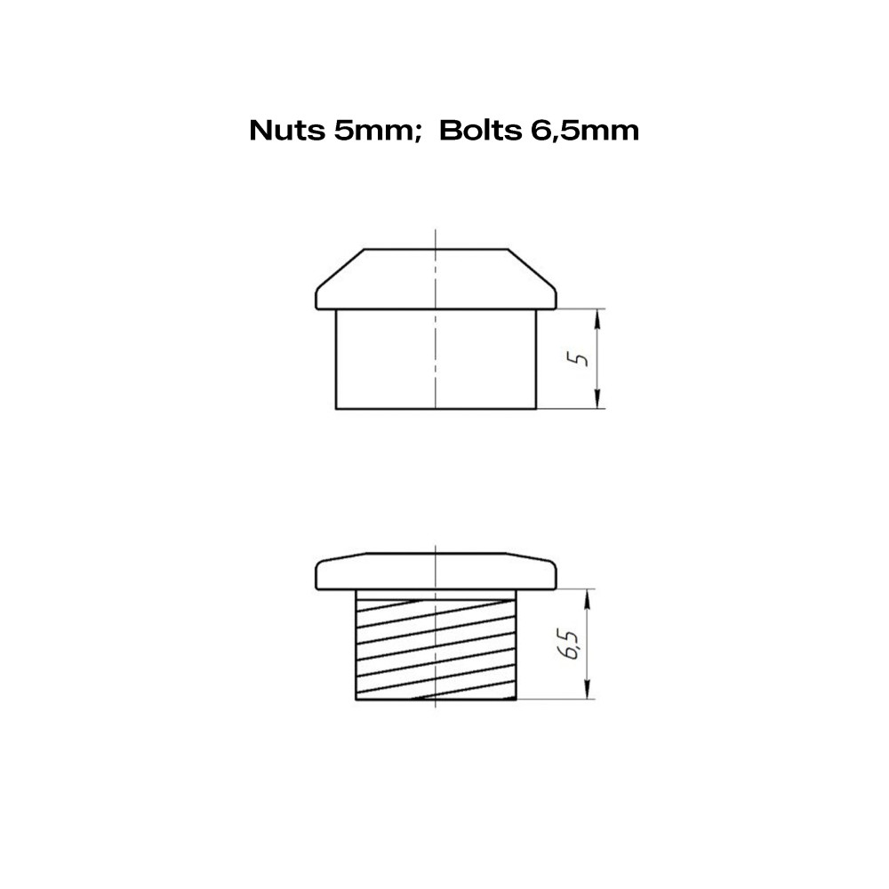 Nuts 5mm and Bolts 6,5mm (4 pieces)